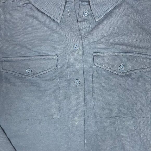 Reiss SASHA Light Blue Long Sleeve Cotton Jersey Over Shirt 2 Pockets size S - Picture 7 of 8